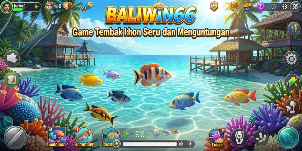 Tampilan gameplay BALIWIN66 dengan aksi Tembak Ikan yang seru.
