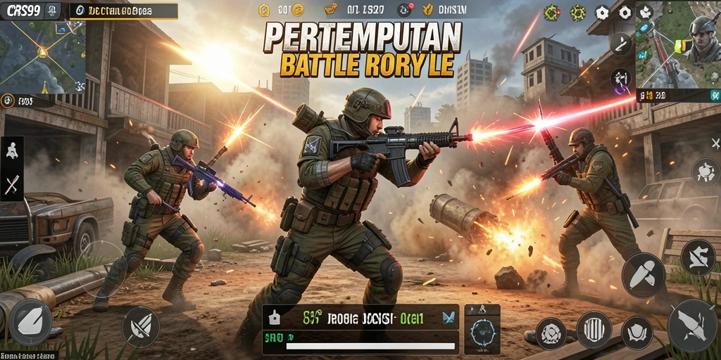 Tangkapan layar CRS99 menampilkan pertempuran seru dalam arena Battle Royale.