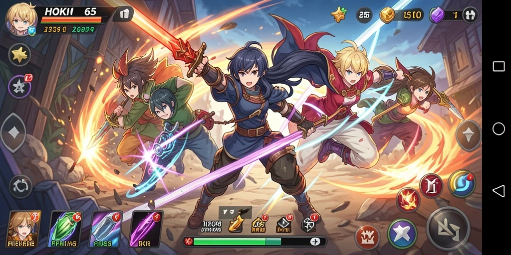 Gameplay dinamis HOKI65 dengan karakter Anime yang beraksi.