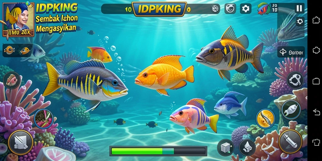 Screenshot dari gameplay seru Tembak Ikan di IDPKING.