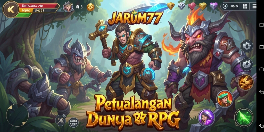 Screenshot menampilkan aksi seru dalam gameplay RPG JARUM77.