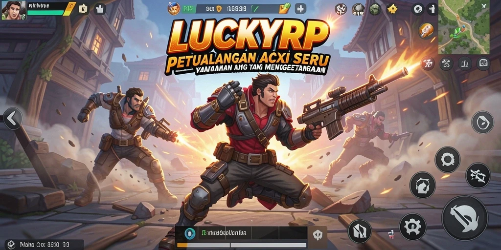 Gameplay LUCKYRP dengan pertarungan aksi yang mendebarkan.