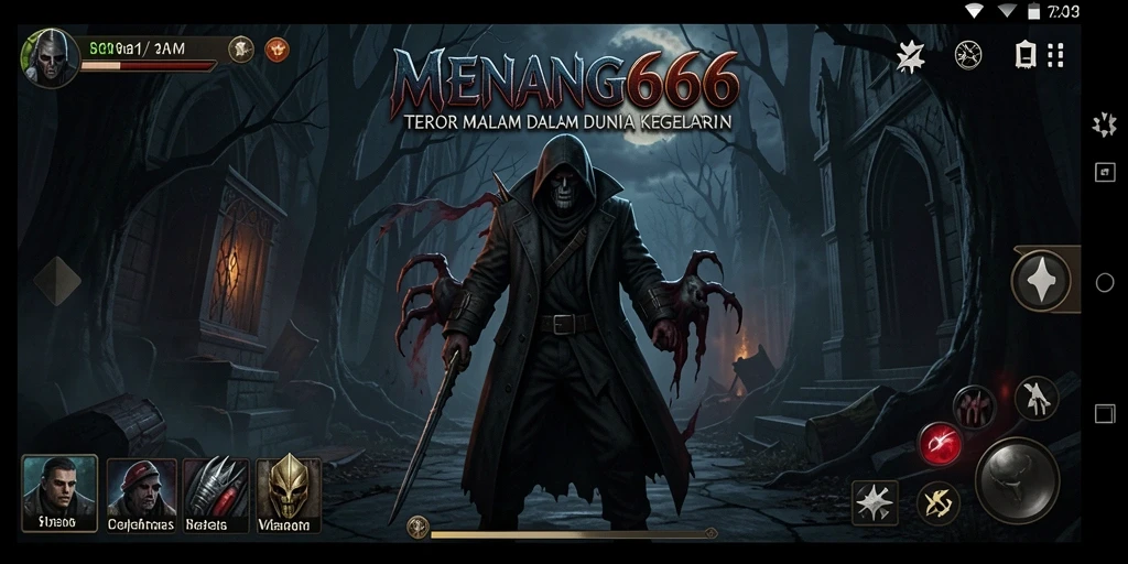 Screenshot MENANG666 menampilkan karakter yang terjebak dalam kegelapan menakutkan.