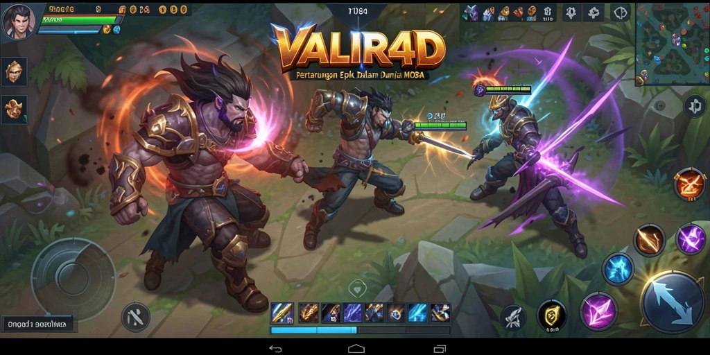 Gameplay seru dalam VALIR4D di arena pertarungan MOBA.