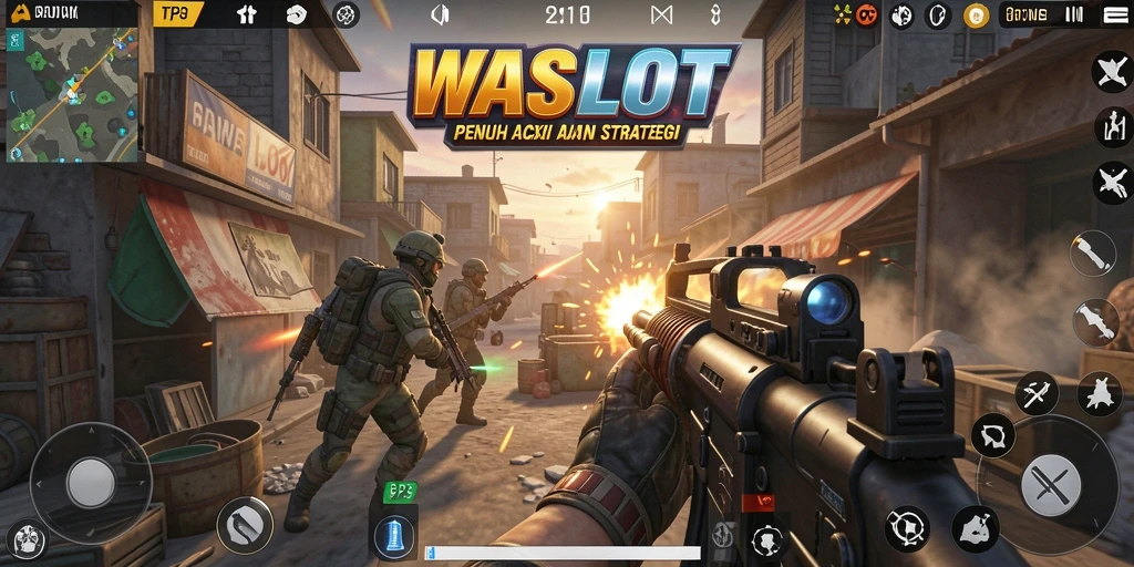 Gameplay intens dalam WASLOT dengan aksi tembak-menembak yang seru.