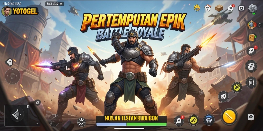 Tampilan gameplay YOTOGEL dalam pertempuran Battle Royale yang intens.